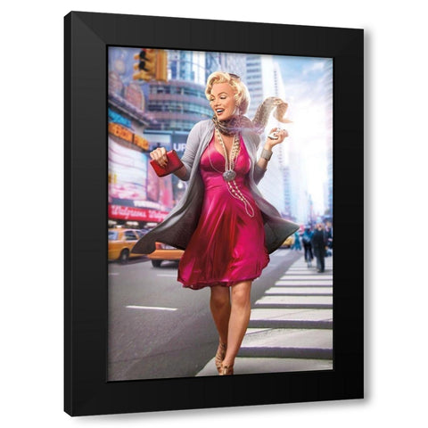 Marilyn in the City Black Modern Wood Framed Art Print by Brando, J.J.