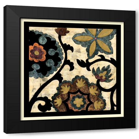 Vintage Suzani I Black Modern Wood Framed Art Print with Double Matting by Zarris, Chariklia