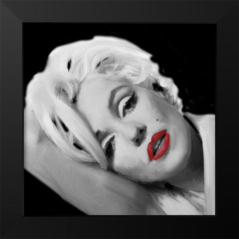 Marilyns Lips Black Modern Wood Framed Art Print by Michaels, Jerry