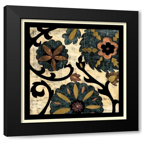 Vintage Suzani II Black Modern Wood Framed Art Print with Double Matting by Zarris, Chariklia