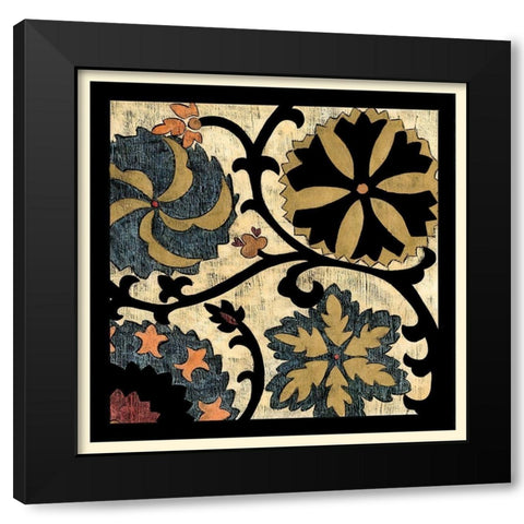 Vintage Suzani III Black Modern Wood Framed Art Print with Double Matting by Zarris, Chariklia