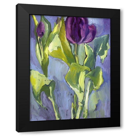 Violet Spring Flowers II Black Modern Wood Framed Art Print by Ferrell, Erin McGee