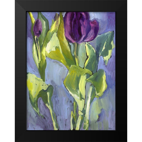 Violet Spring Flowers II Black Modern Wood Framed Art Print by Ferrell, Erin McGee