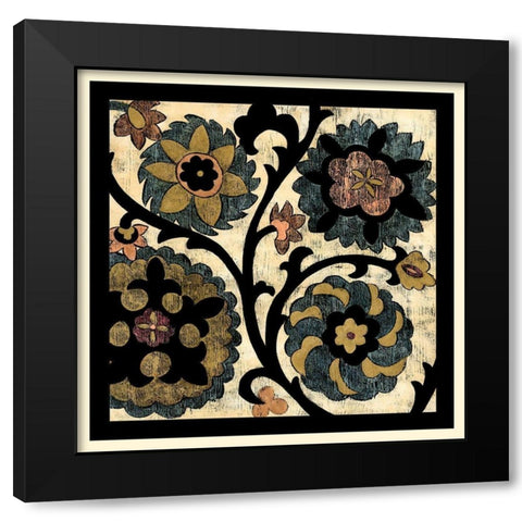 Vintage Suzani IV Black Modern Wood Framed Art Print with Double Matting by Zarris, Chariklia