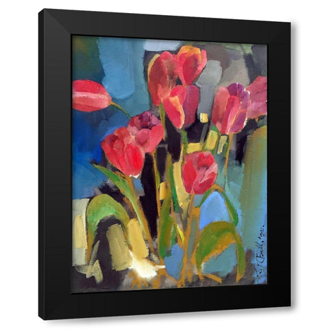 Painterly Tulips II Black Modern Wood Framed Art Print with Double Matting by Ferrell, Erin McGee