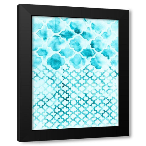 Teal Madras II Black Modern Wood Framed Art Print with Double Matting by Lam, Vanna