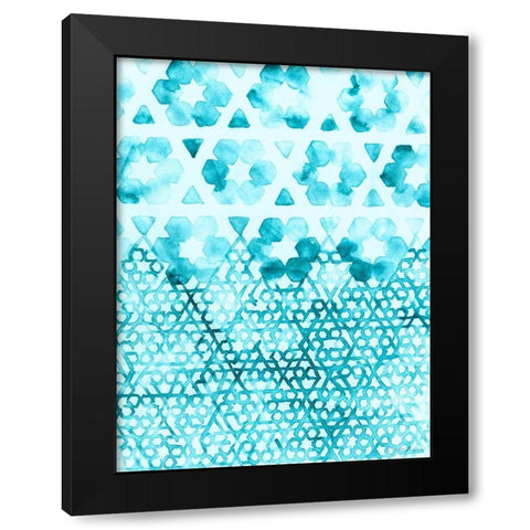 Teal Madras III Black Modern Wood Framed Art Print by Lam, Vanna