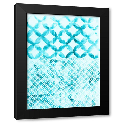 Teal Madras IV Black Modern Wood Framed Art Print with Double Matting by Lam, Vanna