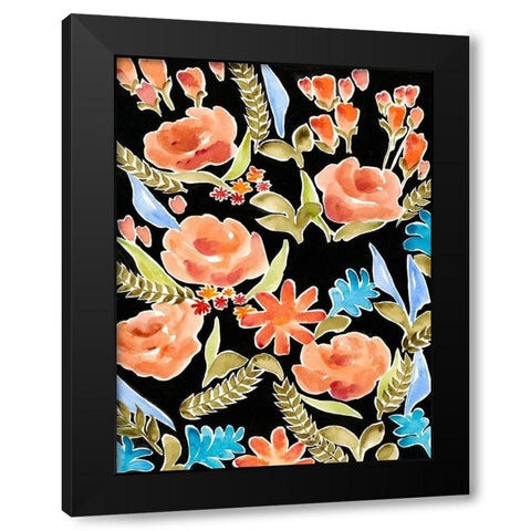 Floral Assembly I Black Modern Wood Framed Art Print by Moore, Regina