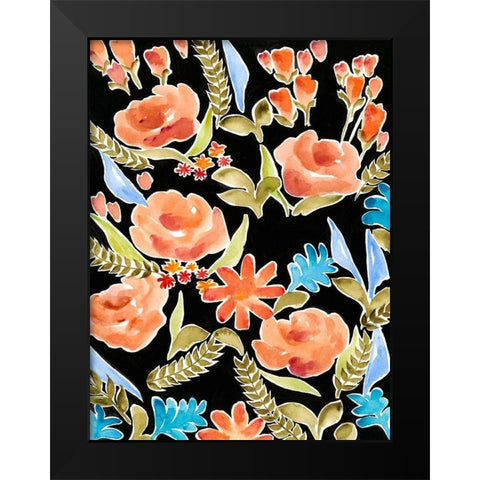 Floral Assembly I Black Modern Wood Framed Art Print by Moore, Regina