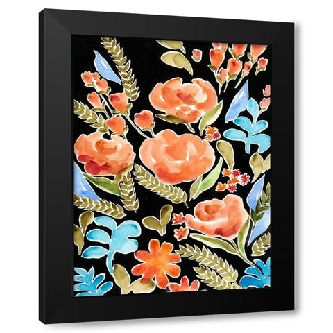 Floral Assembly II Black Modern Wood Framed Art Print with Double Matting by Moore, Regina