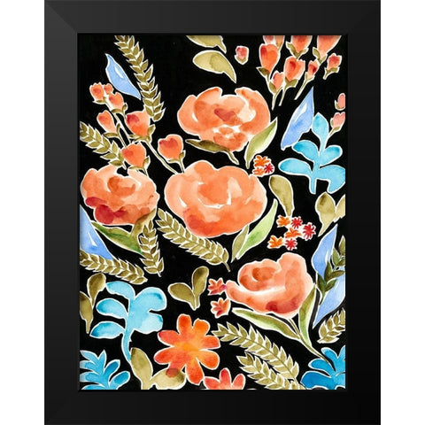 Floral Assembly II Black Modern Wood Framed Art Print by Moore, Regina