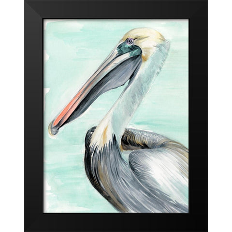Turquoise Pelican II Black Modern Wood Framed Art Print by Parker, Jennifer Paxton