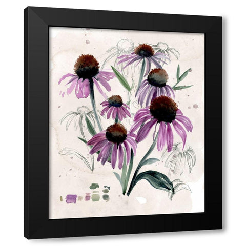 Purple Wildflowers II Black Modern Wood Framed Art Print with Double Matting by Parker, Jennifer Paxton