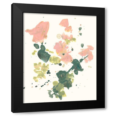 Blush and Olive Splash I Black Modern Wood Framed Art Print with Double Matting by Goldberger, Jennifer