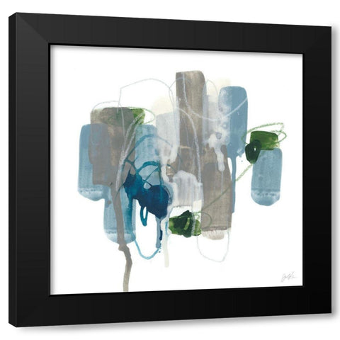 Meadow Blue II Black Modern Wood Framed Art Print with Double Matting by Vess, June Erica