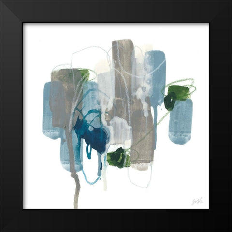 Meadow Blue II Black Modern Wood Framed Art Print by Vess, June Erica