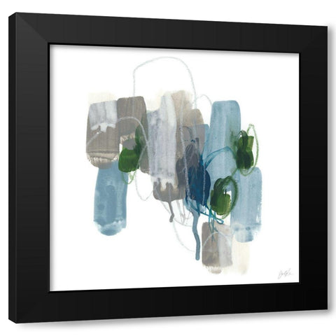 Meadow Blue IV Black Modern Wood Framed Art Print by Vess, June Erica
