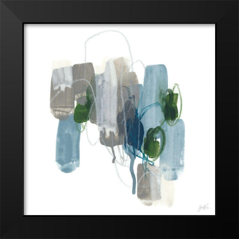 Meadow Blue IV Black Modern Wood Framed Art Print by Vess, June Erica