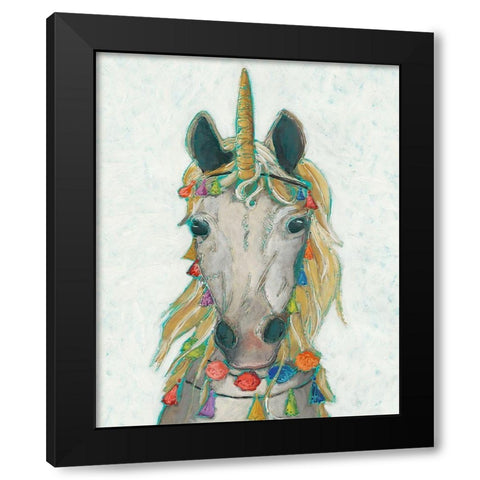 Fiesta Unicorn I Black Modern Wood Framed Art Print by Zarris, Chariklia