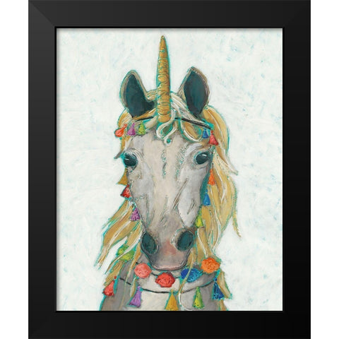 Fiesta Unicorn I Black Modern Wood Framed Art Print by Zarris, Chariklia