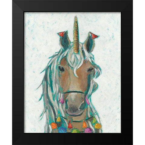 Fiesta Unicorn II Black Modern Wood Framed Art Print by Zarris, Chariklia