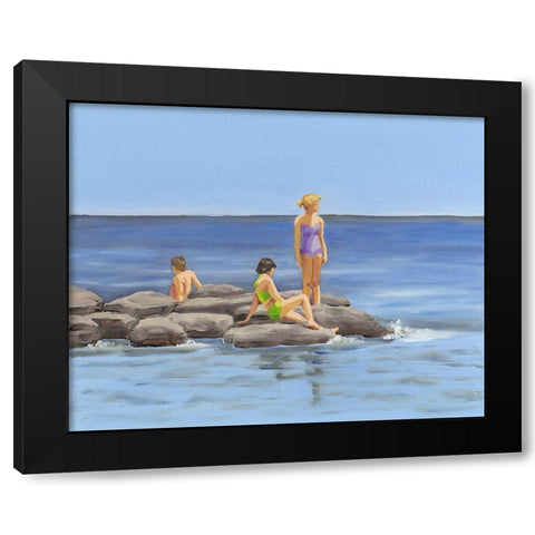 Beach Scene I Black Modern Wood Framed Art Print with Double Matting by Miller, Dianne
