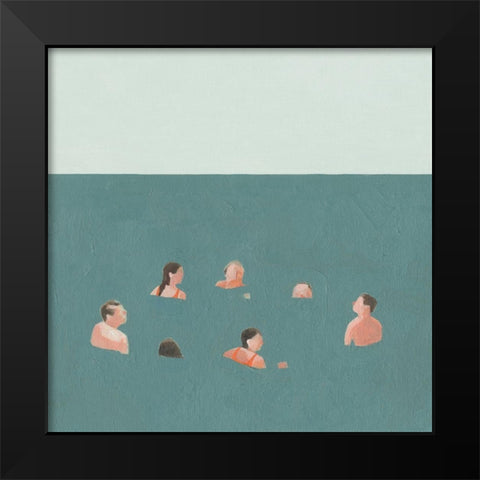 The Swimmers I Black Modern Wood Framed Art Print by Scarvey, Emma