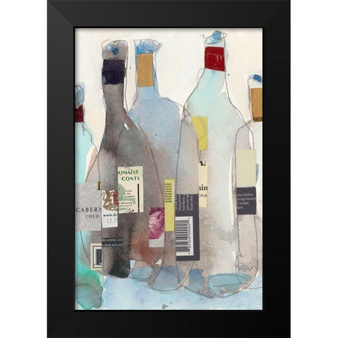 The Wine Bottles III Black Modern Wood Framed Art Print by Dixon, Samuel