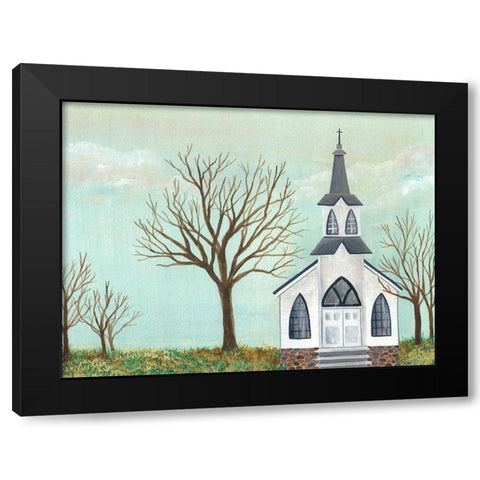Country Church II Black Modern Wood Framed Art Print with Double Matting by Moore, Regina