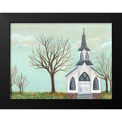 Country Church II Black Modern Wood Framed Art Print by Moore, Regina