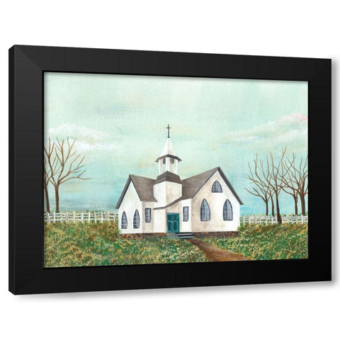 Country Church III Black Modern Wood Framed Art Print by Moore, Regina