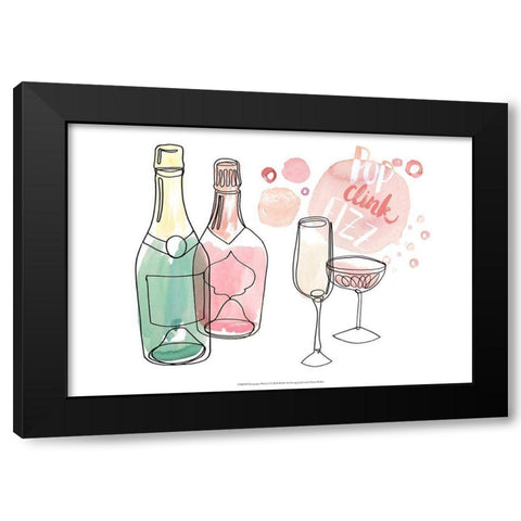 Champagne Wishes  I Black Modern Wood Framed Art Print with Double Matting by Parker, Jennifer Paxton