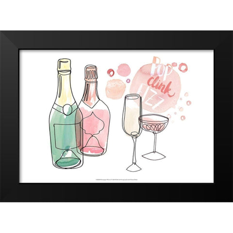 Champagne Wishes  I Black Modern Wood Framed Art Print by Parker, Jennifer Paxton