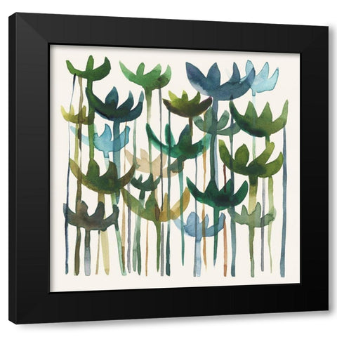 Green Garden I Black Modern Wood Framed Art Print with Double Matting by Zarris, Chariklia