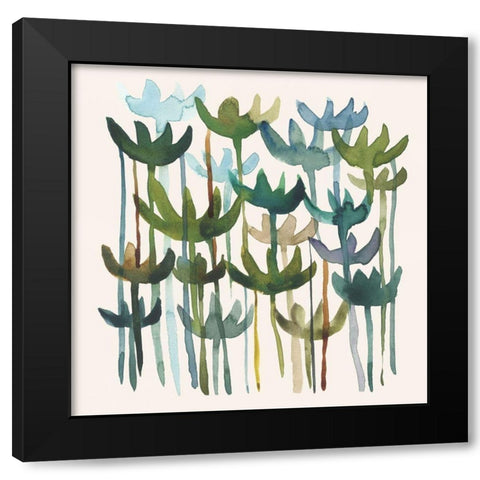 Green Garden II Black Modern Wood Framed Art Print with Double Matting by Zarris, Chariklia