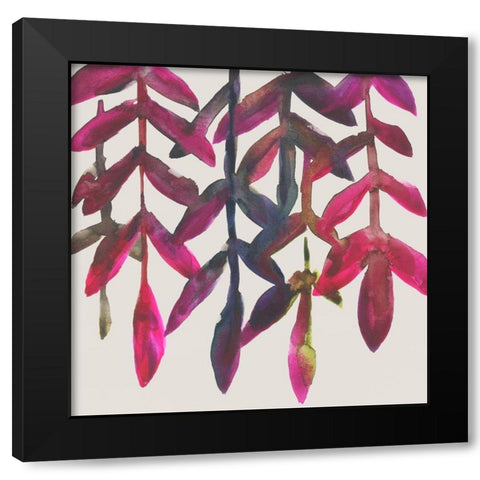 Fuchsia Vine I Black Modern Wood Framed Art Print with Double Matting by Zarris, Chariklia