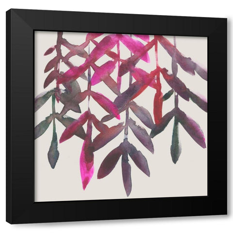 Fuchsia Vine II Black Modern Wood Framed Art Print with Double Matting by Zarris, Chariklia