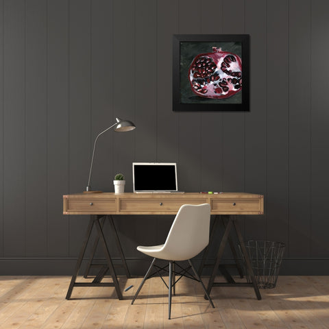 Pomegranate Study on Black I Black Modern Wood Framed Art Print by Parker, Jennifer Paxton