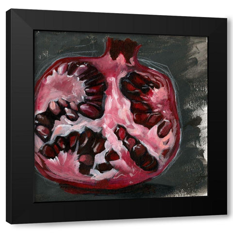 Pomegranate Study on Black II Black Modern Wood Framed Art Print with Double Matting by Parker, Jennifer Paxton