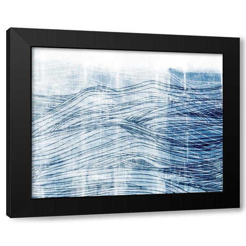 Indigo Waves I Black Modern Wood Framed Art Print with Double Matting by Fagalde, Jarman