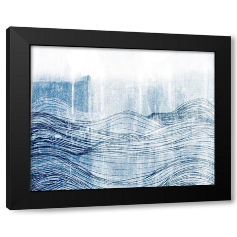 Indigo Waves II Black Modern Wood Framed Art Print with Double Matting by Fagalde, Jarman