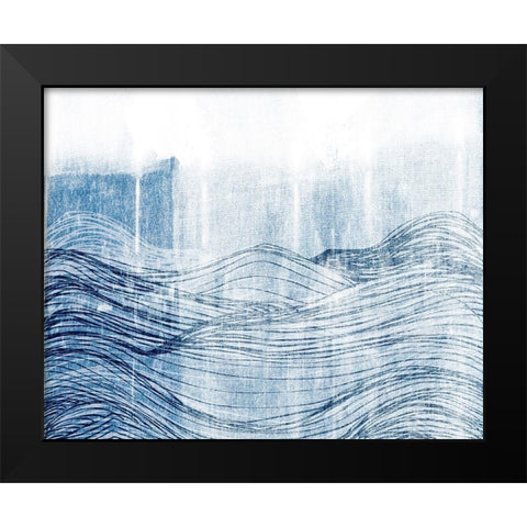 Indigo Waves II Black Modern Wood Framed Art Print by Fagalde, Jarman