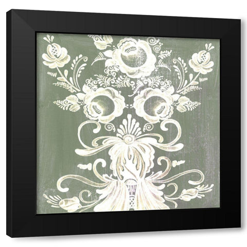 Patinaed Scroll II Black Modern Wood Framed Art Print with Double Matting by Wang, Melissa