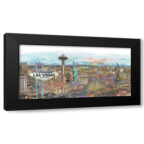 Vegas Skyline in Color Black Modern Wood Framed Art Print by Wang, Melissa
