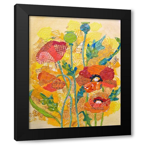 Poppy Collage I Black Modern Wood Framed Art Print with Double Matting by St. Hilaire, Elizabeth