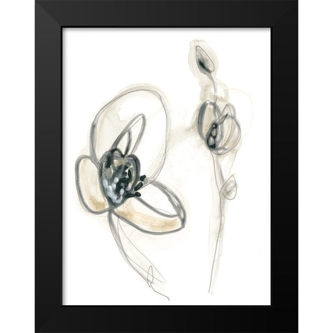 Monochrome Floral Study III Black Modern Wood Framed Art Print by Vess, June Erica