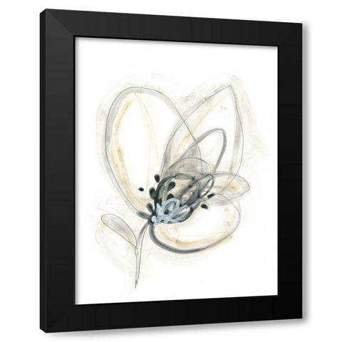 Monochrome Floral Study V Black Modern Wood Framed Art Print by Vess, June Erica