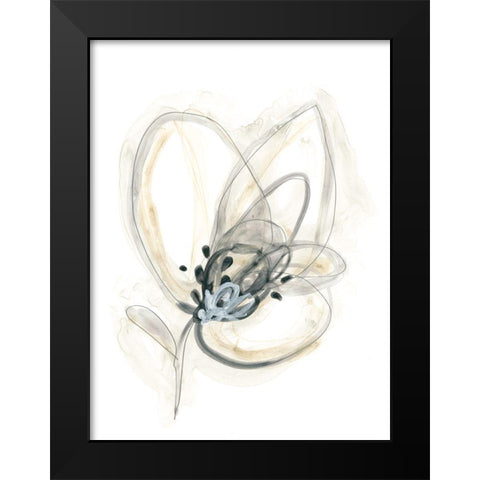 Monochrome Floral Study V Black Modern Wood Framed Art Print by Vess, June Erica