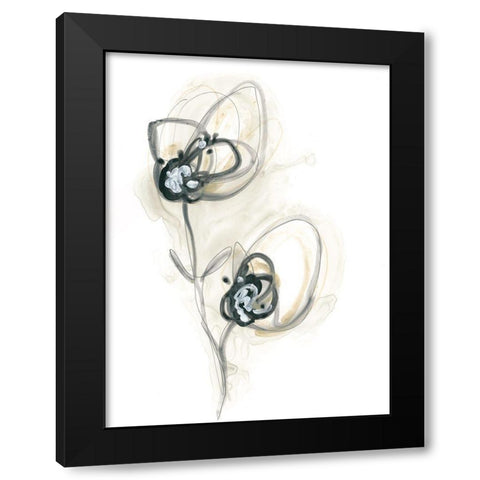 Monochrome Floral Study IX Black Modern Wood Framed Art Print with Double Matting by Vess, June Erica